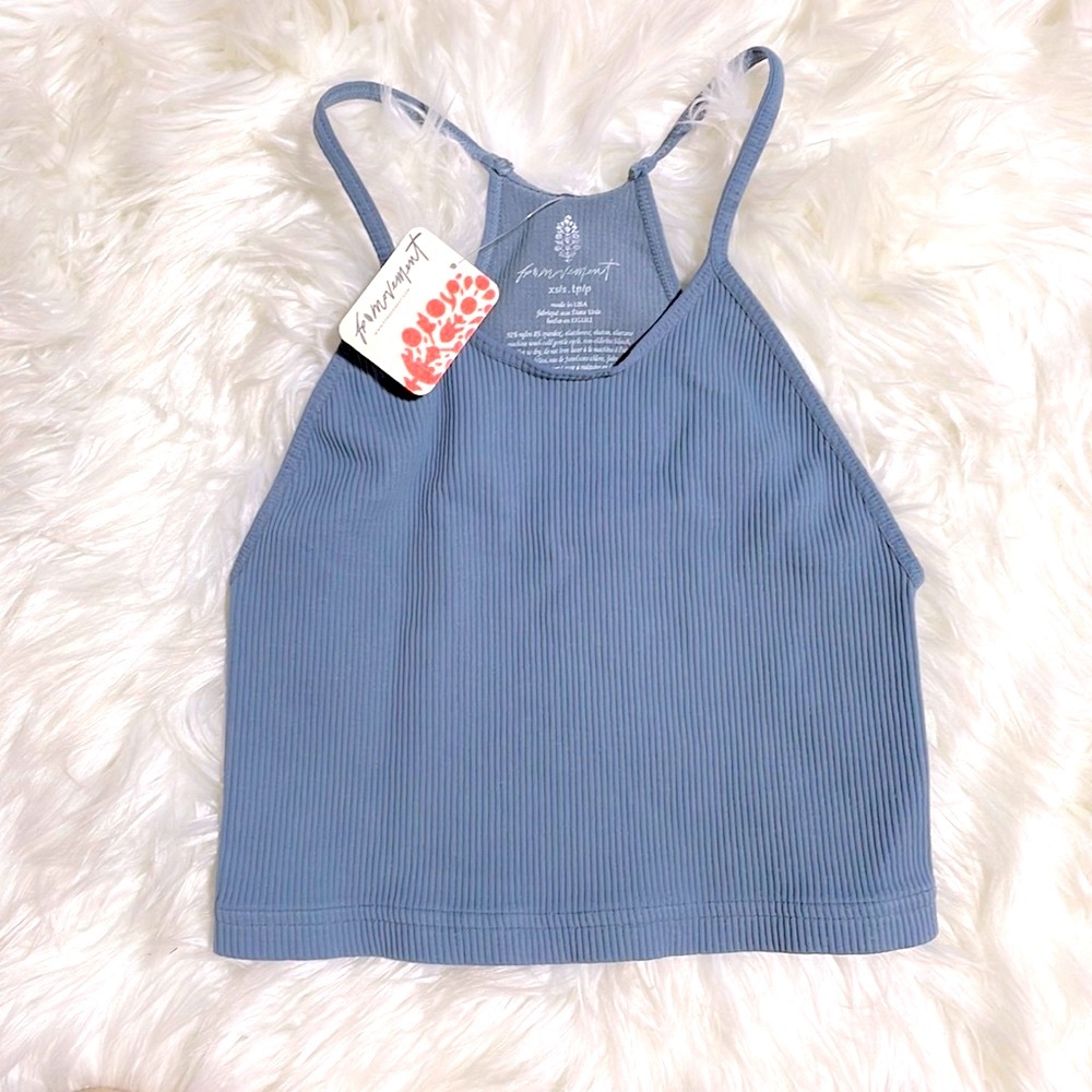 NWT happinesses run tank T brand new free people stormy sea blue-gray brami